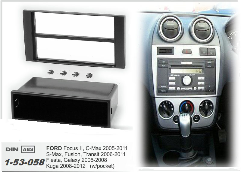 ΠΛΑΙΣΙΟ ΠΡΟΣΘΗΚΗ ΠΡΟΣΟΨΗ RC/D  Ford Focus C-Max Fiesta Fusion Transit  S-Max Galaxi Kuga 2DIN μαύρο  10-001