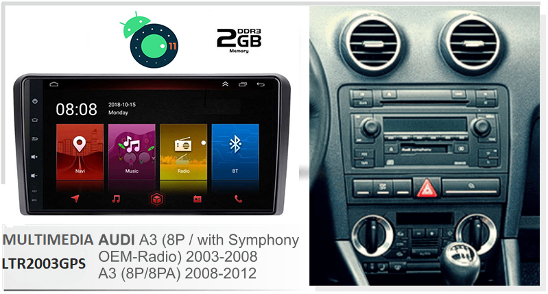 MULTIMEDIA LTR 2003_GPS OEM AUDI A3 2003-2012 ANDROID 10/2GB  9''  * Wifi *GPS * USB * Bluetooth