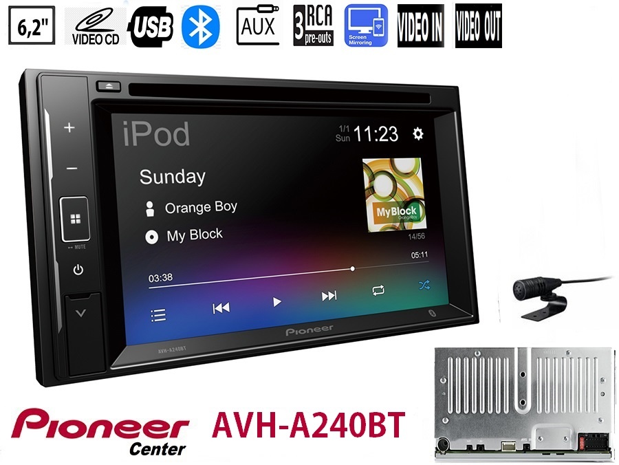 2Din multimedia: Pioneer AVH-A240bt 6,2'' DVD CD RADIO Bluetooth USB  υποστηρίζει Mirroring 4X50W
