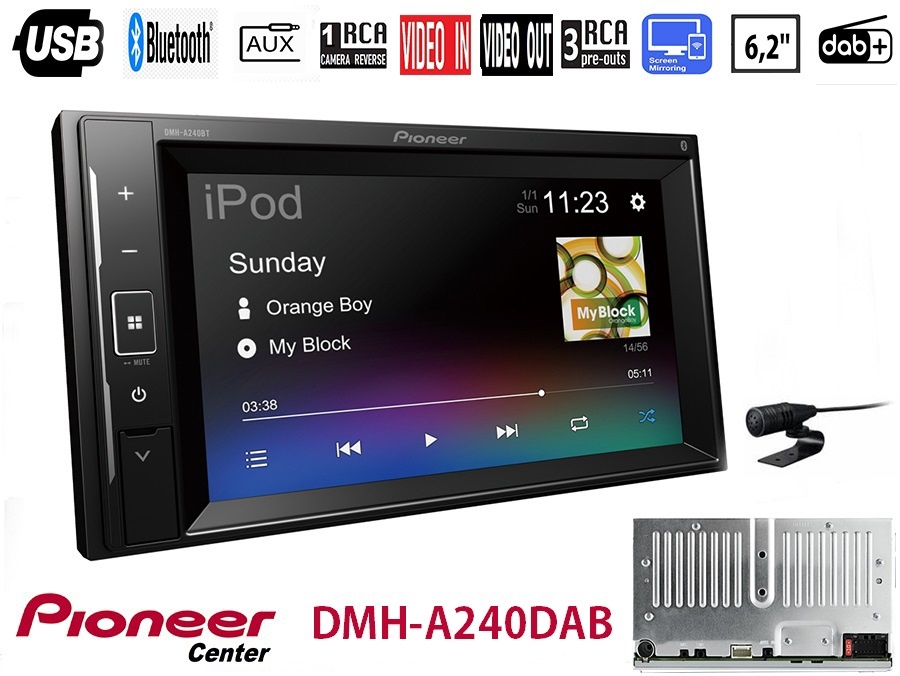 PIONEER DMH-A240DAB * + τοποθέτηση  6,2'' * RADIO DAB * Bluetooth  * USB *  υποστηρίζει Mirroring * 4X50W