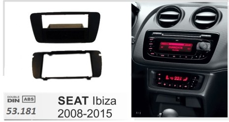 ΠΛΑΙΣΙΟ ΠΡΟΣΘΗΚΗ ΠΡΟΣΟΨΗ ice 1 & 2 DIN για οθόνη ή R/CD Seat Ibiza ’08> (Mαύρο AL6) 1DIN μαύρο