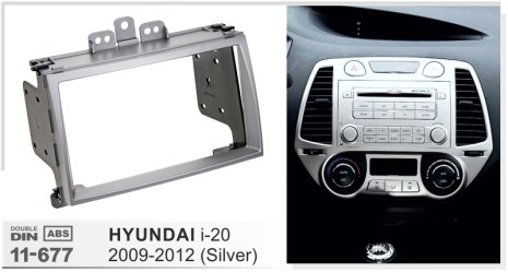ΠΛΑΙΣΙΟ ΠΡΟΣΘΗΚΗ ΠΡΟΣΟΨΗ 1 & 2 DIN για οθόνη ή R/CD Hyundai i20  2DIN (Silver 11-677)  391143-20-1