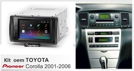 Multimedia Oem Pioneer Toyota Corolla  2001-2006  2Din 6,2'' radio usb bluetooth mirroring