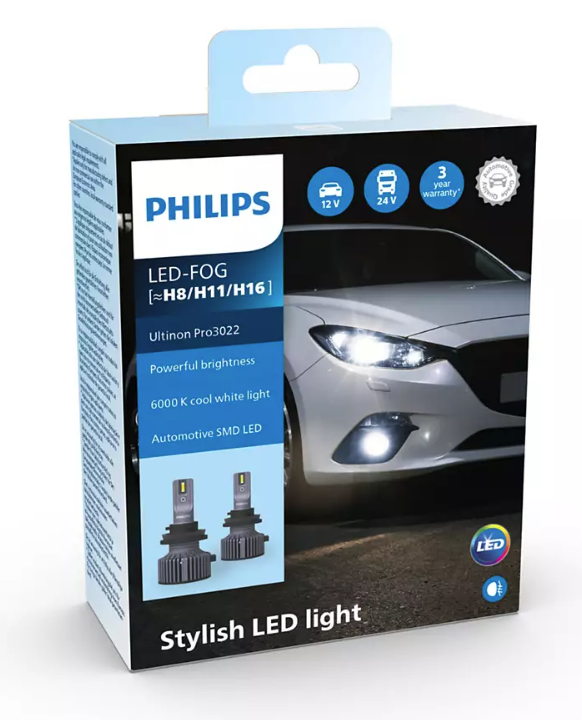 Led Headlight (κύριου φωτισμού): LED H8-H11-H16 fog PHILIPS Ultinon Pro3022  12V & 24V 6000K 2τμχ .....